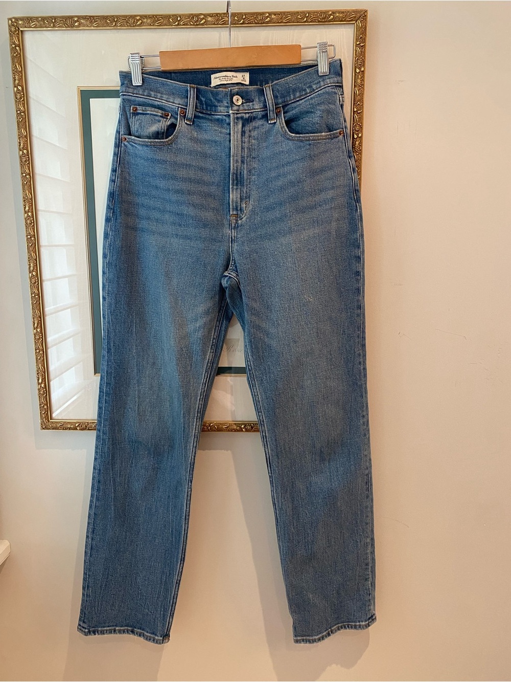 Abercrombie The Ankle Straight High Rise Jeans - Blue 27/4 long